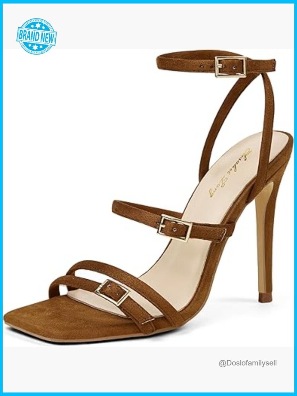 Caged Strappy Square Toe Stiletto Sandals - Sexy Ankle Strap Thin High Heels
